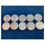 10 Eisenhower Silver Dollars, 1971-1972