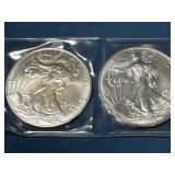 Two 1998 m American Silver Eagle $1 Coins in Prote