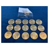13 Sacagawea Dollar Coins Including One Uncirculat