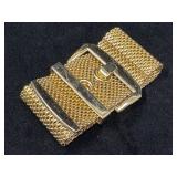 Gold Tone Mesh Belt-Style Bracelet, 9-Inch Long