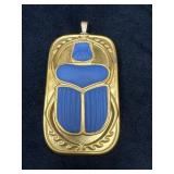 Boehm Porcelain Scarab Pendant with Gold Accents