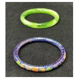 Cloisonne Enamel and Jade-colored Bangles