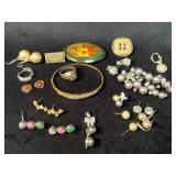 Costume Jewelry, Hand-Painted Pin, and Accessories