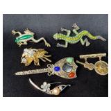 Six Assorted Costume Jewelry Pins and Brooches