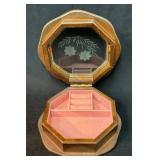 Octagonal Wooden Jewelry Box with Glass Lid and Et