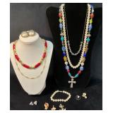 Costume Jewelry Lot With Necklaces, Charms, Earrin