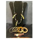 Jewelry Lot with Two Watches, Bangles, and Necklac