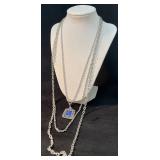 Silver-Tone Necklace with Blue Stone Pendant and D