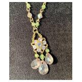 Gold-Tone Necklace with Purple Rhinestones and Gla