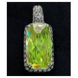 Rectangular Faceted Lime Green Gemstone Pendant in