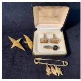 Gold-Tone Accessories with Monogram Cufflinks and