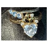 Gold-Tone Rings With Heart-Shaped and Round Stones