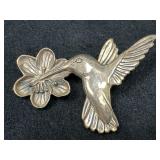 Sterling Silver Hummingbird Pin, 12.6g