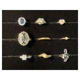 Nine Rings with Various Designs and Materials