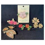 Floral Brooches With Assorted Designs and Material
