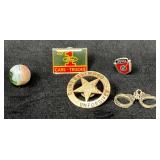 Clint Eastwood Badge, Ford Pins, Marble, and Minia