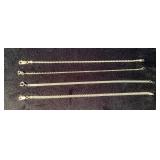 Four Sterling Silver Bracelets with Lobster and Sp