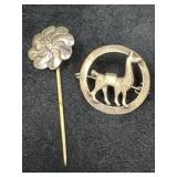 Two Sterling Silver Lapel Pins, 4.4g Total Weight