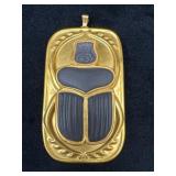Boehm Ceramic Scarab Pendant with Gold Tone Accent