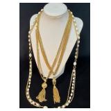 Gold-Tone Multi-Strand Chain and Beaded Necklace S