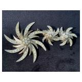 Sarah Coventry Rhinestone Brooch and Clip-On Earri