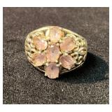 Silver Ring with Amethyst Stones, Size 8