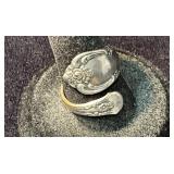 Silver Plated Spoon Ring with Floral Detailing
