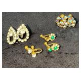 Vintage Costume Jewelry four pairs of screw on ear