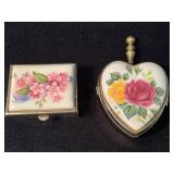 Floral-Decorated Metal Trinket Boxes in Rectangula