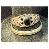Size 10 Band and Size 8 Ring with Black Stone