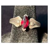 Sterling Silver and Garnet Ring, Size 5.5, 2.6 Gra