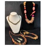 Decorative Necklaces and Earrings in Mixed Materia