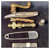 Vintage Brass and Metal Hardware Items Including R