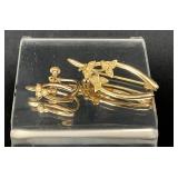 Gold-Tone Floral Clip-On Earring and matching Pin