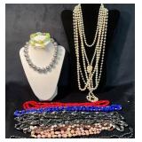 Costume Jewelry Collection With Beaded Necklaces a