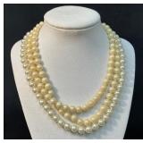 Triple-Strand Faux Pearl Necklace with Decorative