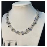 Liz & Co. Multi-Strand Necklace With Matching Earr