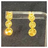 14K Yellow Gold Dangling Earrings with Geometric D