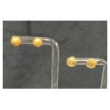 Two Pairs of Gold-Toned Earrings With Textured Des