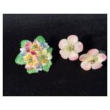 Royal Adderley Floral Brooch and Clip-On Earrings
