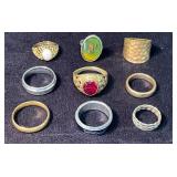 Nine Assorted Rings in Sizes 5.5  11.5