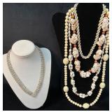 Rhinestone and Beaded Necklaces Including Floral a