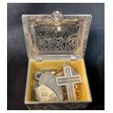 Decorative Trinket Box with Religious Charms and P