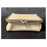 Vintage White Travel Jewelry Case with Metal Frame