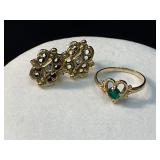 Gold-Toned Earrings with Clear Stones and Gold-Ton