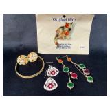 Jewelry Lot Featuring Original Hitts Cat Pin and E