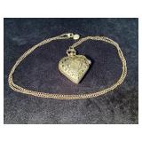 Heart-Shaped Gold-Toned Pocket Watch Pendant Neckl