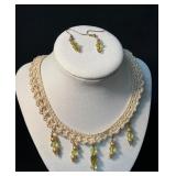 Crocheted Necklace and Earrings Set with Yellow Be