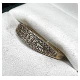 Gold Tone Ring with Clear Stones, Size 9