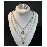 Layered Necklace Set with Coordinating Earrings